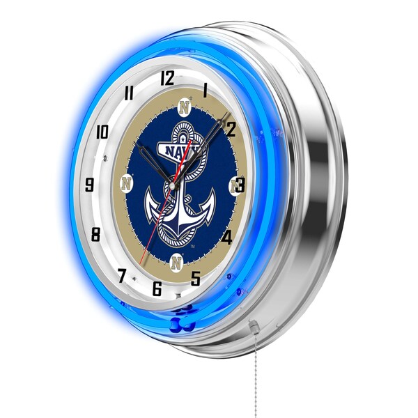 Holland Bar Stool Co US Naval Academy Double Neon 19" Clock NAVY - CLK19USNAVA