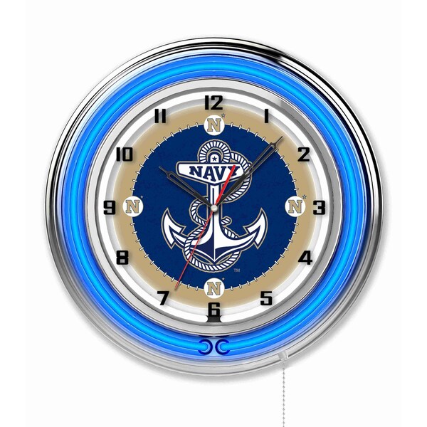 Holland Bar Stool Co US Naval Academy Double Neon 19" Clock NAVY - CLK19USNAVA