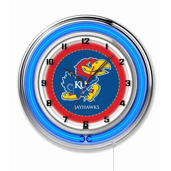 Holland Bar Stool Co University of Kansas Double Neon 19" Clock - CLK19KNSASU