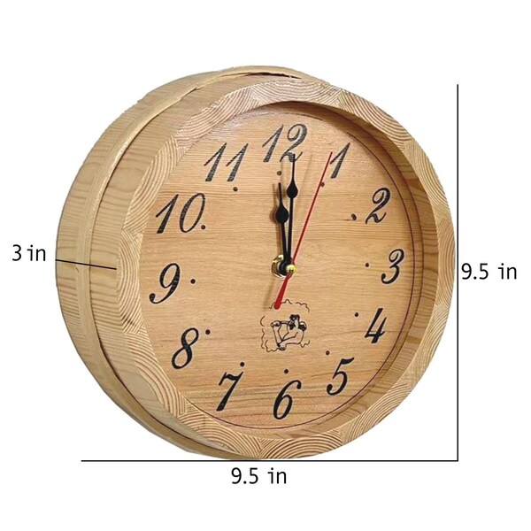Continuum 9.5 in. Sauna Spa Finnish Analog Clock in Pine Wood Natural Wood - CO3309836