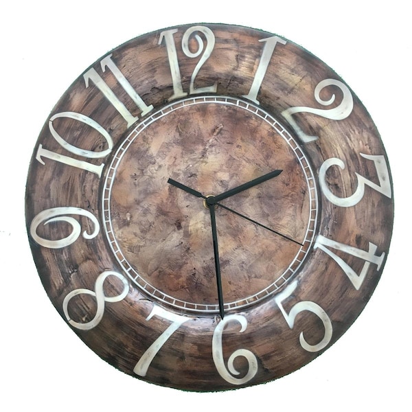Pestana Brown Decor Wall Clock with White Letters - PE2559308