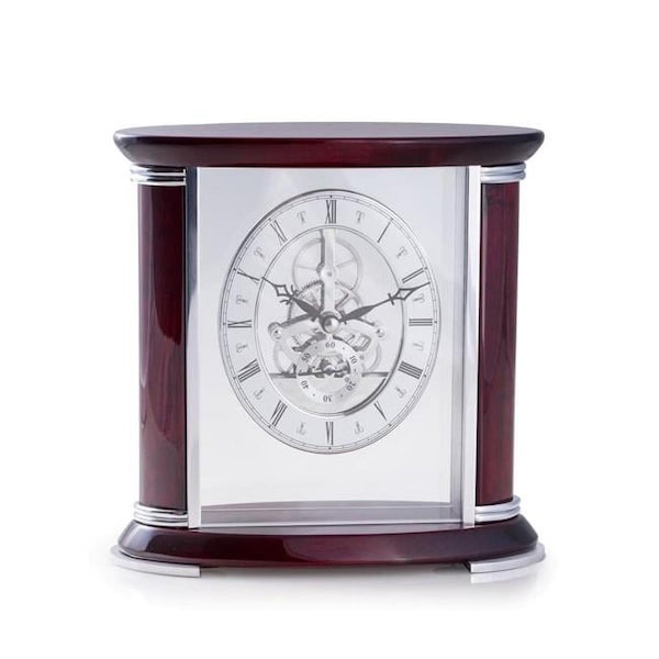 Bey Berk International Bey-Berk International Luxemburg Rosewood Skeleton Clock - CM686