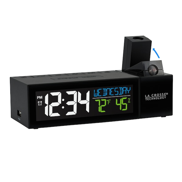 La Crosse Technology Pop-Up Bar Projectn Alarm Clock, USB Port - 616-1950-INT