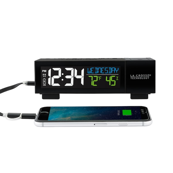 La Crosse Technology Pop-Up Bar Projectn Alarm Clock, USB Port - 616-1950-INT