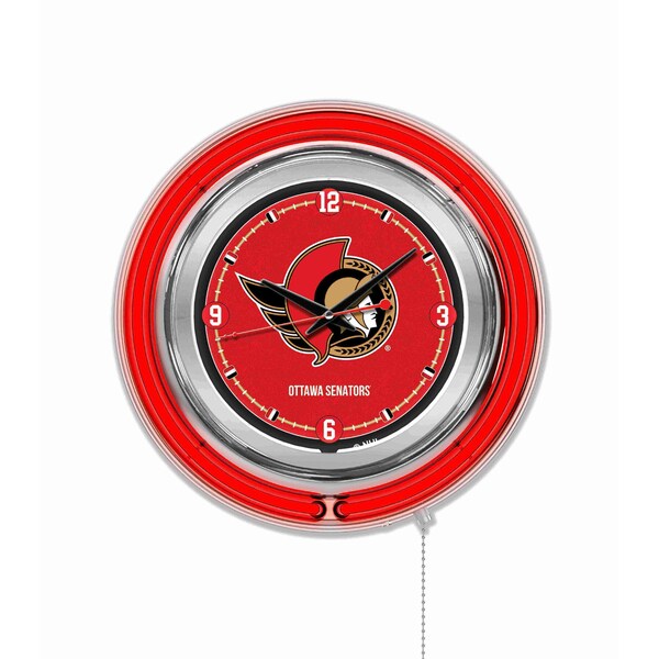 Holland Bar Stool Co Ottawa Senators Double Neon 15" Clock, NHL - CLK15OTTSEN