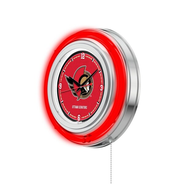 Holland Bar Stool Co Ottawa Senators Double Neon 15" Clock, NHL - CLK15OTTSEN