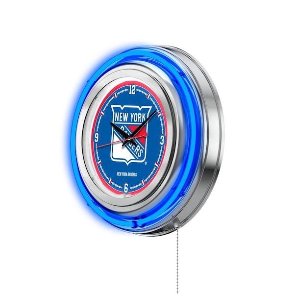 Holland Bar Stool Co New York Rangers Double Neon 15" Clock, NHL - CLK15NYRANG