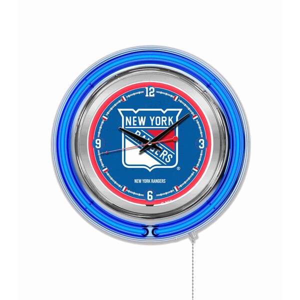 Holland Bar Stool Co New York Rangers Double Neon 15" Clock, NHL - CLK15NYRANG