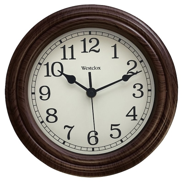 Westclox Classic Series Clock, Round, Almond Frame, Wood Clock Face, Analog - 33883P