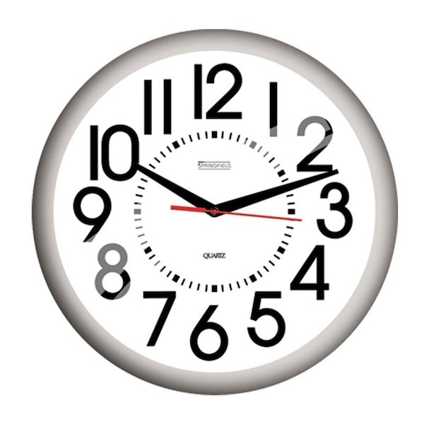 Springfield Taylor Big and Bold Dial Clock Plastic Black/White 13.25 in. - 6760