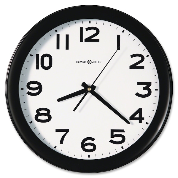 Howard Miller Kenwick Wall Clock, 13.5" Diameter, Black Case, 1 AA (sold separately) - 625-485
