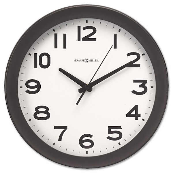 Howard Miller Kenwick Wall Clock, 13.5" Diameter, Black Case, 1 AA (sold separately) - 625-485