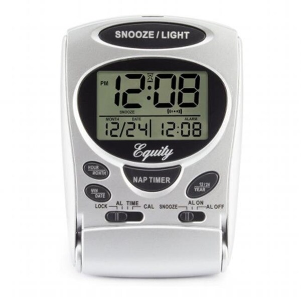 Equity Equity 31300 Titanium Colored LCD Travel Alarm Clock; 5 in. - 31300