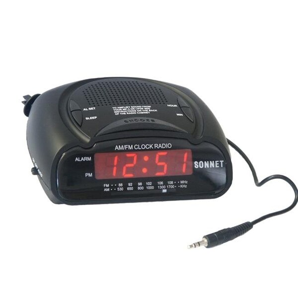 Sonnet Sonnet Industries R-1662BMP3 Clock Radio with Aux Cord; Black - R-1662BMP3