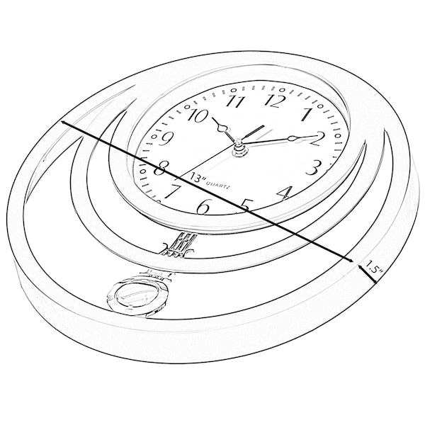Quickway Imports Decorative Modern Round Plastic Wall Clock with Circles, for Living, Kitchen, or Dining, Silver - QI004147.WT