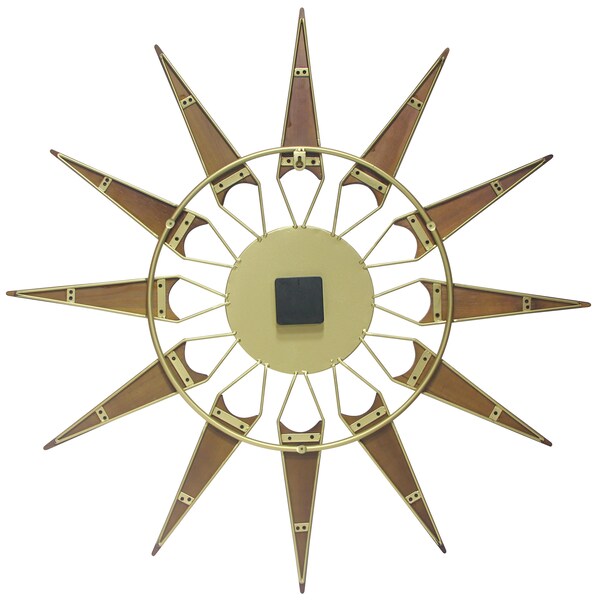 Infinity Instruments Nova - 30.5 in Walnut Wood on Gold Metal Frame, Black Metal Hands on Brushed Aluminum Dial - 15508CH