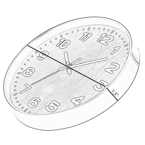 Quickway Imports Decorative Modern Round Wood- Looking Plastic Wall Clock for Living Room, Kitchen, or Dining, Brown - QI004142.BN