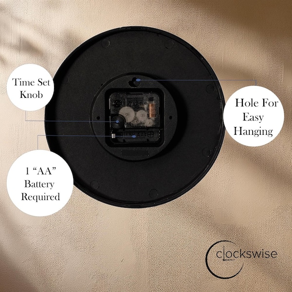 Clockswise Black 8-In Analog Clock - Silent, Non-Ticking for Wall, Office Desk, Table and Shelf,  - QI004744.BK.8