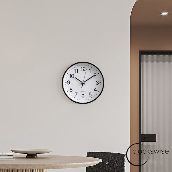 Clockswise Black 8-In Analog Clock - Silent, Non-Ticking for Wall, Office Desk, Table and Shelf,  - QI004744.BK.8