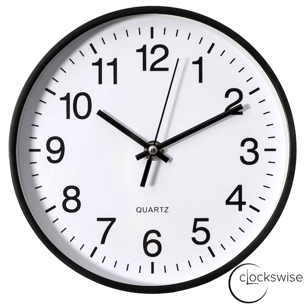 Clockswise Black 8-In Analog Clock - Silent, Non-Ticking for Wall, Office Desk, Table and Shelf,  - QI004744.BK.8