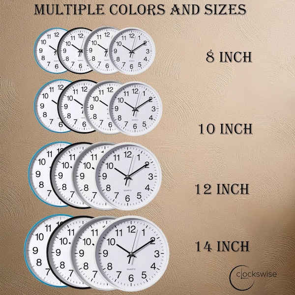 Clockswise Black 8-In Analog Clock - Silent, Non-Ticking for Wall, Office Desk, Table and Shelf,  - QI004744.BK.8