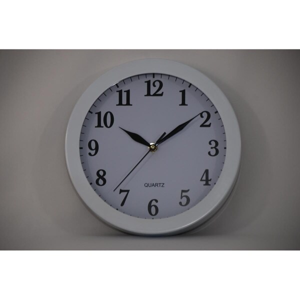 Everrich Industries Everrich  10 in. White Frame with Silent Movement Wall Clock - EV122628