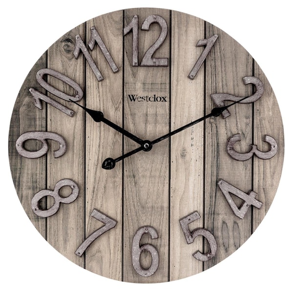 Westclox 15.5 x 15.5 in. Indoor Farmhouse Analog Wood Wall Clock, Brown - WE9154