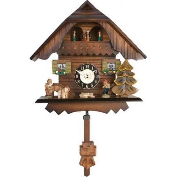 Hourglass Quartz Cuckoo Clock - Painted Chalet with Dancers - Wesminster Chime or Cuckoo Sound - HO1137991