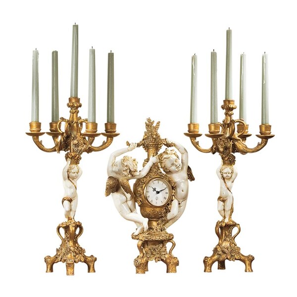 Design Toscano The Cherub's Harvest Clock and Candelabra Ensemble - PD92008