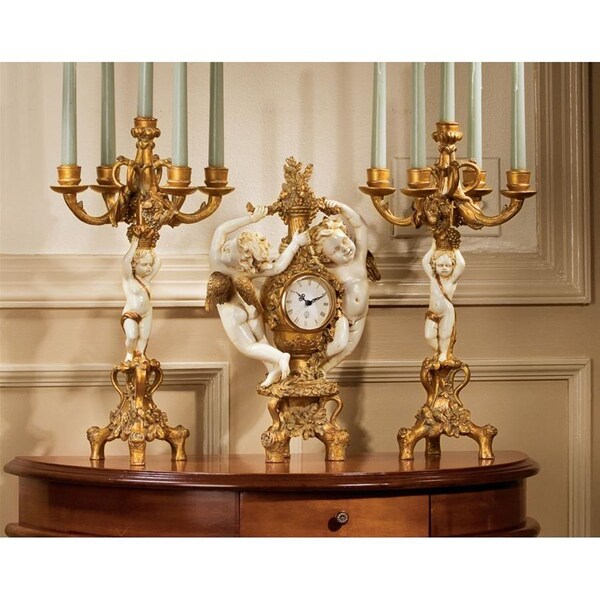 Design Toscano The Cherub's Harvest Clock and Candelabra Ensemble - PD92008