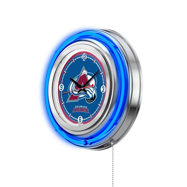 Holland Bar Stool Co Colorado Avalanche Double Neon 15" Clock, NHL - CLK15COLAVA