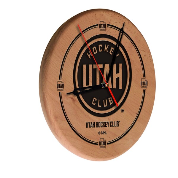 Holland Bar Stool Co Utah Hockey Club Solid Wood Engraved Clock - WCLK
