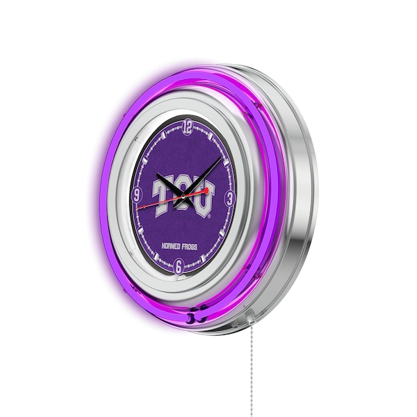 Holland Bar Stool Co Texas Christian University Double Neon 15" Clock (TCU) - CLK15TEXCHR