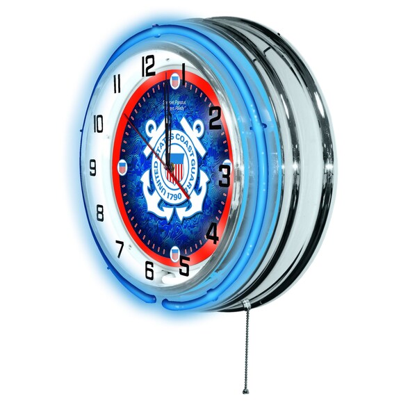 Holland Bar Stool Co United States Coast Guard Double Neon 19" Clock - CLK19CSTGRD