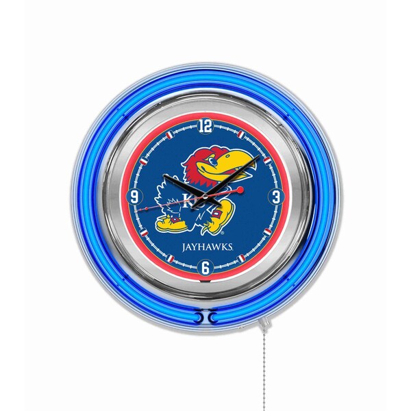 Holland Bar Stool Co University of Kansas Double Neon 15" Clock - CLK15KNSASU