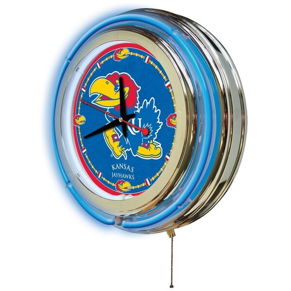Holland Bar Stool Co University of Kansas Double Neon 15" Clock - CLK15KNSASU