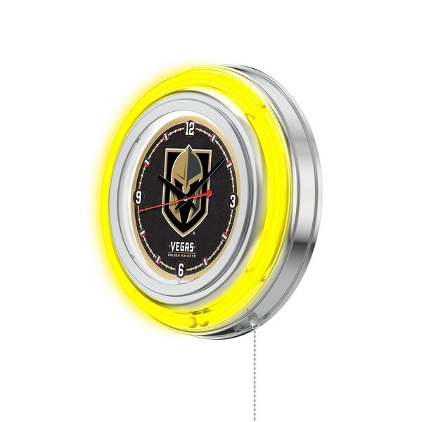 Holland Bar Stool Co Vegas Golden Knights Double Neon 15" Clock, NHL - CLK15LVGDKN