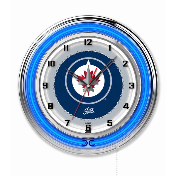 Holland Bar Stool Co Winnipeg Jets Double Neon 19" Clock, NHL - CLK19WINJET