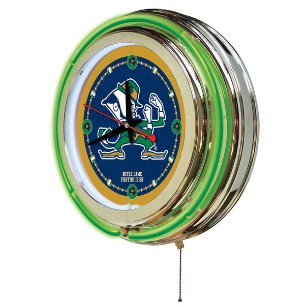 Holland Bar Stool Co Notre Dame Double Neon 15" Clock Leprechaun - CLK15ND-LEP