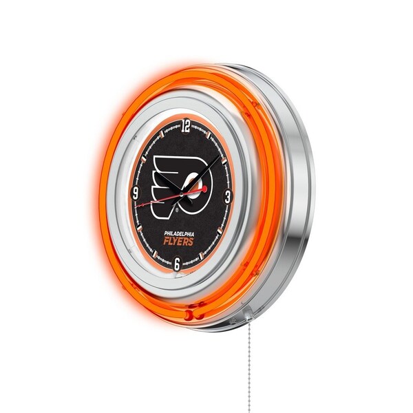 Holland Bar Stool Co Philadelphia Flyers Double Neon 15" Clock, NHL - CLK15PHIFLY