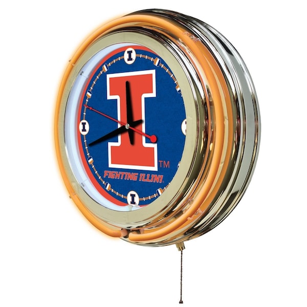 Holland Bar Stool Co University of Illinois Double Neon 15" Clock - CLK15ILLINIU