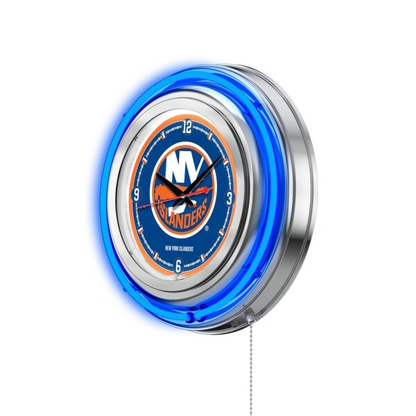 Holland Bar Stool Co New York Islanders Double Neon 15" Clock, NHL - CLK15NYISLN
