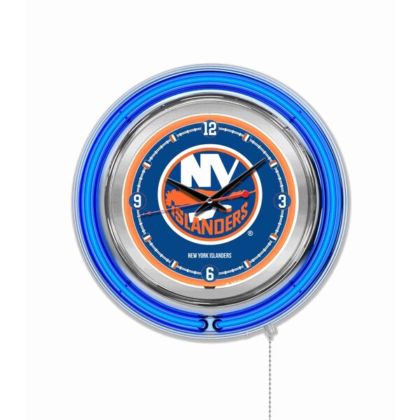 Holland Bar Stool Co New York Islanders Double Neon 15" Clock, NHL - CLK15NYISLN