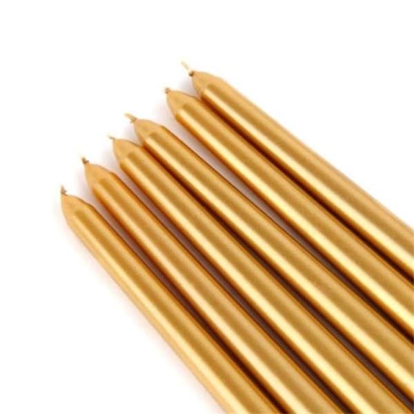 Jeco Jeco CEZ-107 12 in. Taper Candles; Metallic Bronze Gold - 12 Piece - CEZ-107