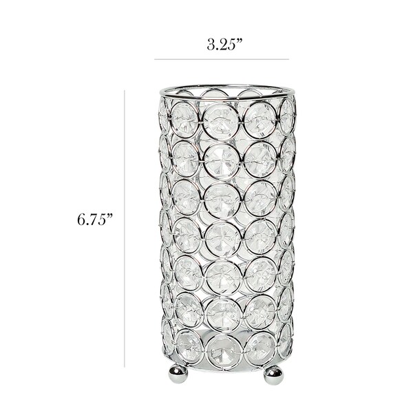 Elegant Designs Elipse Crystal and Chrome 6.75 Inch Candle Holder - HG1002-CHR