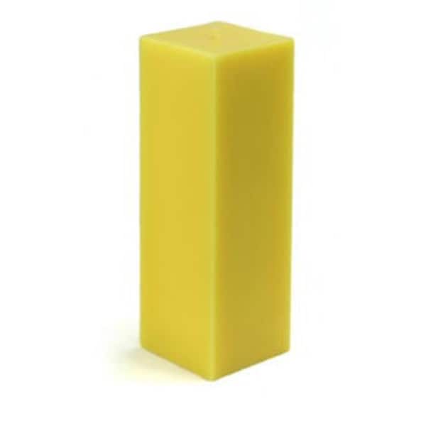 Zest Candle CPZ-155-12 3 x 9 in. Yellow Square Pillar Candle, 12PK - CPZ-155_12
