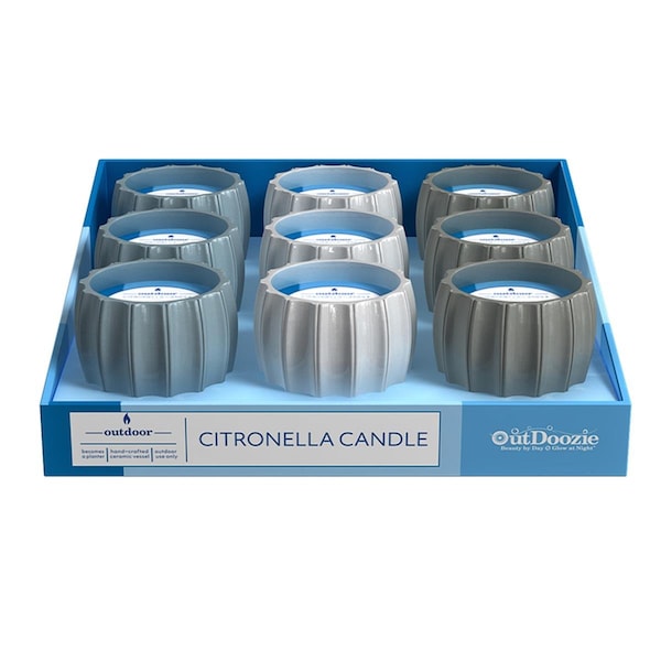 Mobiliario 4 in. Ceramic Contour Citronella Candle Assorted Color, 9PK - MO3302288