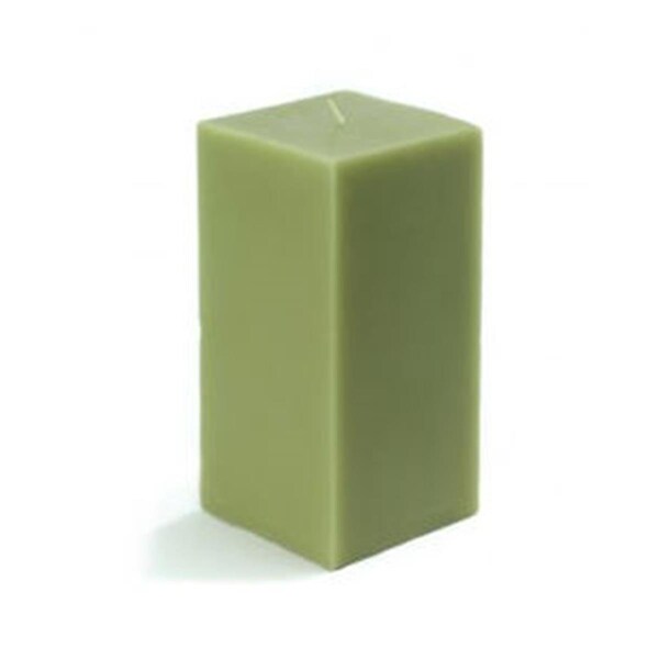 Zest Candle CPZ-144-12 3 x 6 in. Sage Green Square Pillar Candle, 12PK - CPZ-144_12