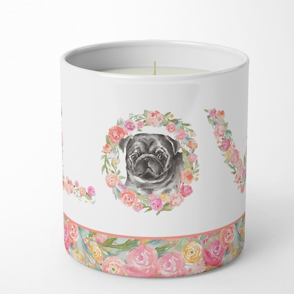 Carolines Treasures 3.75 x 3.25 in. Unisex Pug No.8 Love 10 oz Decorative Soy Candle - WDK4470CDL
