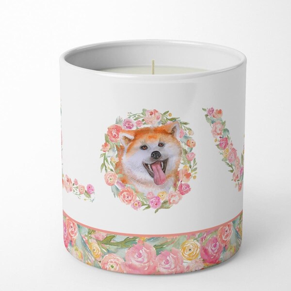 Carolines Treasures 3.75 x 3.25 in. Unisex Akita Love 10 oz Decorative Soy Candle - WDK4530CDL